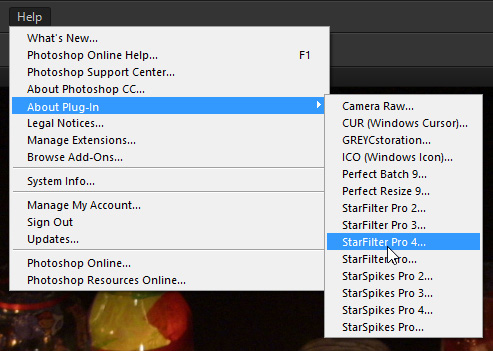 About the plug-in from Photoshop's menus