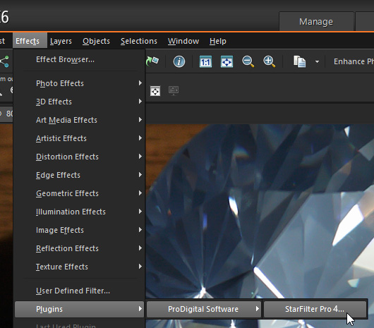 Where to Find StarFilter Pro 4 in the PaintShop Pro Menus