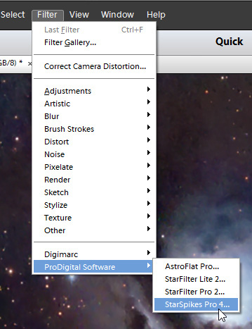 Running the plug-in from the Photoshop Elements menu