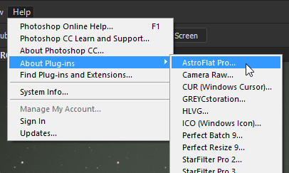 About the plug-in from Photoshop's menus