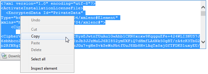 Copy coded Activation Response data