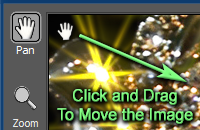 Click and drag the Hand Panning Tool to move the image around