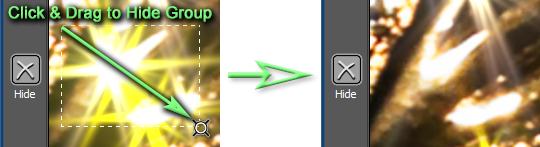 Click and drag the Hide Tool to hide effects in a selected rectangular area