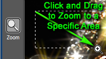 Click and drag the Zoom Tool to choose an area with which to fill the viewport