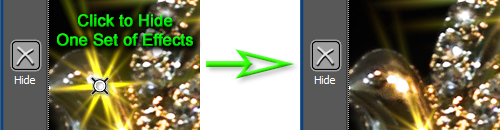 Click the Hide Tool at the center of a set of effects to hide them
