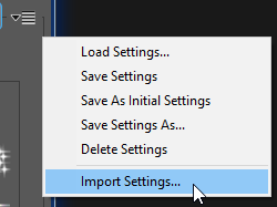 Import a set(s) of predefined settings