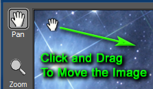 Click and drag the Hand Panning Tool to move the image around