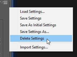 Delete the current set of predefined settings